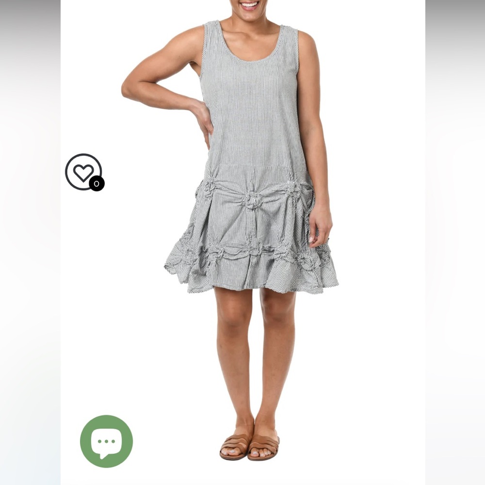Tulip Maria Lagenlook Knot-Detail Dress in Black and White Stripe Tunic Dress M